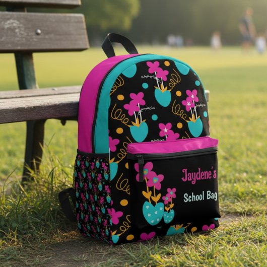 Bright Pink And Teal Whimisical Bedruckter Rucksack