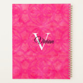Bright Pink Batik Elegante Monogram Name Planner Planer (Rückseite)