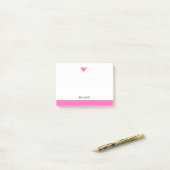 Bright Pink Bird & Border on White mit Name Post-it Klebezettel (Auf Schreibtisch)