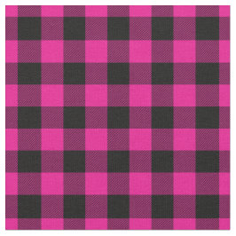 Bright Pink & Black Gingham Plaid Stoff