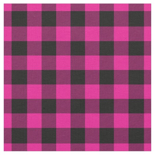 Bright Pink & Black Gingham Plaid Stoff (Nahaufnahme)