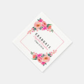 Bright Pink Botanical Floral Graduation Party Serviette (Ecke)