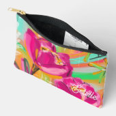 Bright Pink Colourful Floral Print Cut Sew Bag Zubehörtasche (Offen)