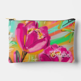 Bright Pink Colourful Floral Print Cut Sew Bag Zubehörtasche