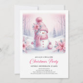 Bright Pink Coquette Snowman Digital Christmas  Einladung (Vorderseite)