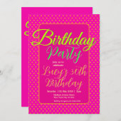 Bright Pink Custom Birthday Party Einladung (Vorne/Hinten)