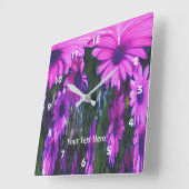 Bright Pink Daisy Flowers Abstract Art Quadratische Wanduhr (Winkel)