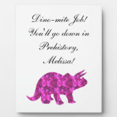 Bright Pink Dinosaur Personal Award Plaque Fotoplatte (Vorderseite)