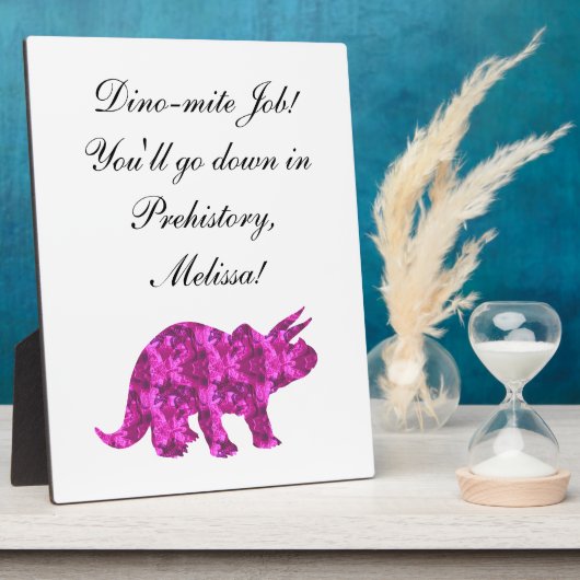 Bright Pink Dinosaur Personal Award Plaque Fotoplatte (Seite)