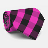 Bright Pink Festive Buffalo Check Plaid Patterned Krawatte (Gerollt)