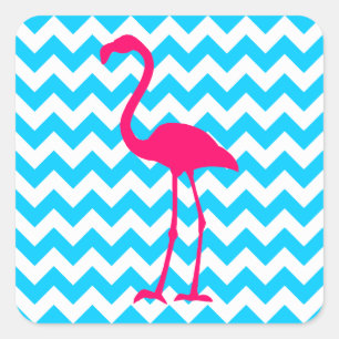Bright Pink Flamingo Quadratischer Aufkleber