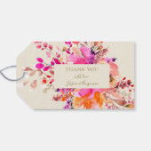 Bright Pink Floral Summer Wedding Custom Thank You Geschenkanhänger (Rückseite Horizontal)