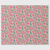Bright Pink Floral Wrapping Paper Garden Design Geschenkpapier (Flach)