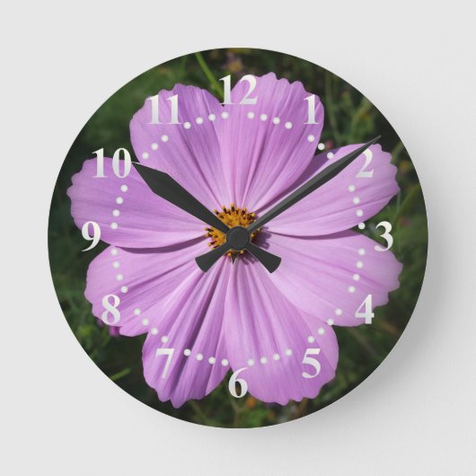 bright pink flowers runde wanduhr (Vorderseite)