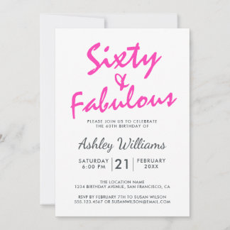 Bright Pink Forty Fabulous | 60. Geburtstagsparty Einladung