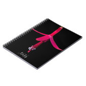 Bright Pink Fuchsia Flower on Black Notizblock (Linke Seite)