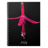Bright Pink Fuchsia Flower on Black Notizblock (Vorderseite)