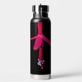 Bright Pink Fuchsia Flower on Black Trinkflasche (Links)