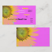 Bright Pink Funky Sunflower Business Card Visitenkarte (Vorne/Hinten)