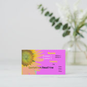 Bright Pink Funky Sunflower Business Card Visitenkarte (Stehend Vorderseite)