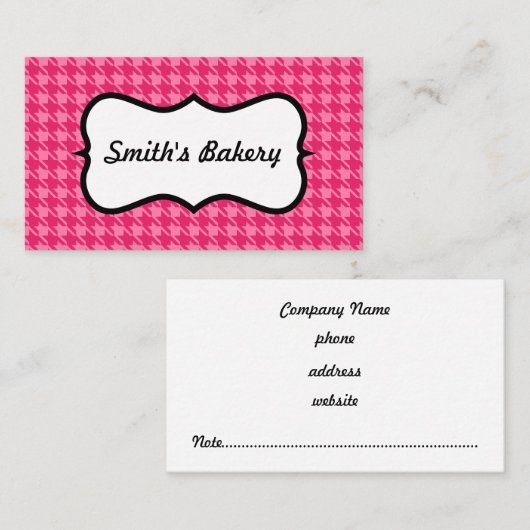 Bright Pink Hahnentrittmuster Business Card Visitenkarte (Vorne/Hinten)