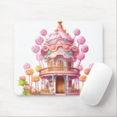 BRIGHT PINK HALLOWEEN CANDY LAND HOUSE MOUSEPAD (Mit Mouse)