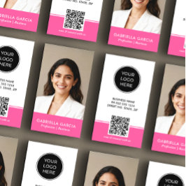 Bright Pink Logo QR Code Photo Professional Visitenkarte