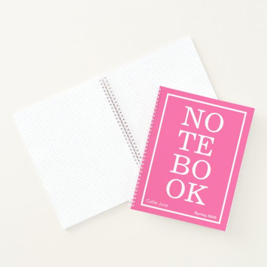 Bright Pink Modern Big "NOTEBOOK" Notebook Notizblock (Innenseite)