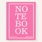 Bright Pink Modern Big "NOTEBOOK" Notebook Notizblock (Vorderseite)