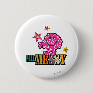 Bright Pink Mr. Messy   Funkeln Button