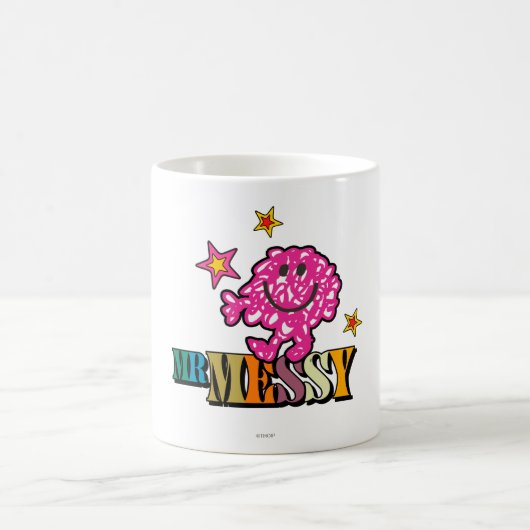 Bright Pink Mr. Messy | Funkeln Kaffeetasse (Mittel)