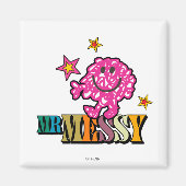 Bright Pink Mr. Messy | Funkeln Magnet (Vorne)