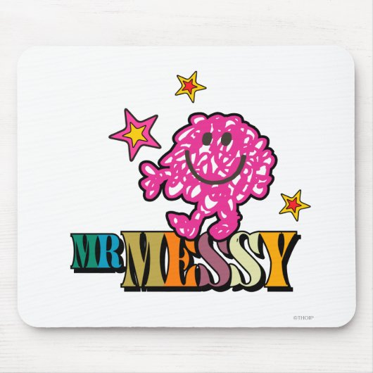 Bright Pink Mr. Messy | Funkeln Mousepad (Vorne)