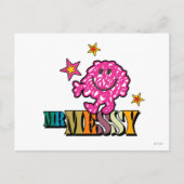 Bright Pink Mr. Messy | Funkeln Postkarte (Vorderseite)