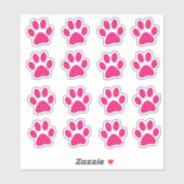 Bright Pink Paw Prints Aufkleber (Blatt)