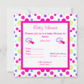 BRIGHT PINK POLKA DOT BABY SHOWER EINLADUNG (Vorderseite)