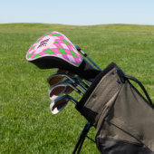 Bright Pink preppy argyle custom monogram womens Golf Headcover (In SItu)