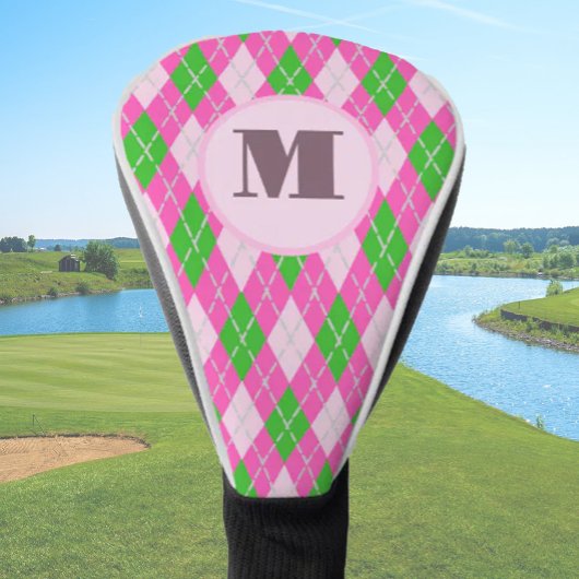 Bright Pink preppy argyle custom monogram womens Golf Headcover