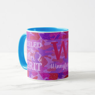 Bright Pink + Purple Camouflage Glitter Camo Name Tasse