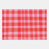 Bright Pink Red Painterly Plaid Christmas Holiday Geschenkpapier Set (Vorderseite 2)