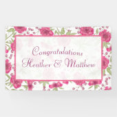Bright Pink Rose Wedding Banner (Horizontal)