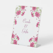 Bright Pink Rose Wedding Cards Gift Sign Sockelschild (Vorderseite)