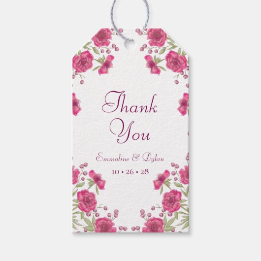 Bright Pink Rose Wedding Geschenkanhänger (Vorderseite)