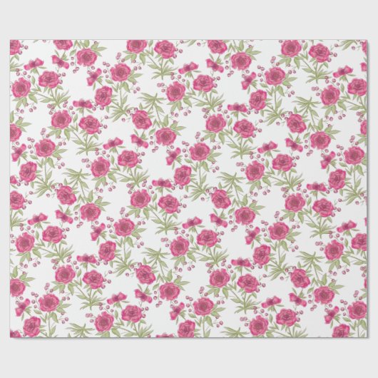 Bright Pink Rose Wedding Geschenkpapier (Flach)