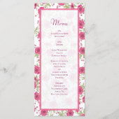 Bright Pink Rose Wedding Menus Menükarte (Vorderseite)