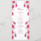 Bright Pink Rose Wedding Menus Menükarte (Vorderseite)
