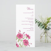 Bright Pink Rose Wedding Menus Menükarte (Stehend Vorderseite)