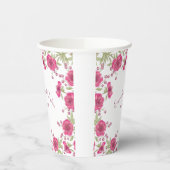 Bright Pink Rose Wedding Pappbecher (Links)