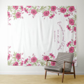 Bright Pink Rose Wedding Photo Backdrop Wandteppich (Beispiel (Horizontal))