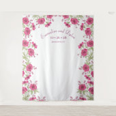 Bright Pink Rose Wedding Photo Backdrop Wandteppich (Vorderseite)